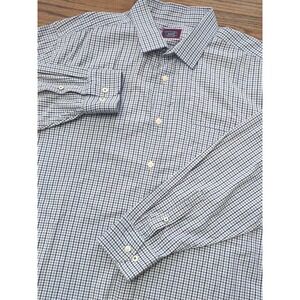Untuckit Shirt Mens 2XL Blue Green Plaid Relaxed Fit Long Sleeve Casual Stretch